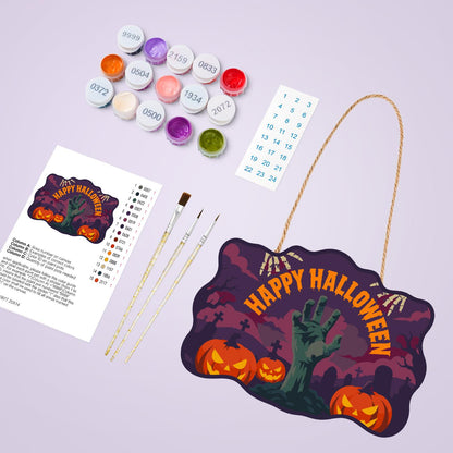 Purple Dusk Zombie Hand paint by numbers hanging sign – image 4