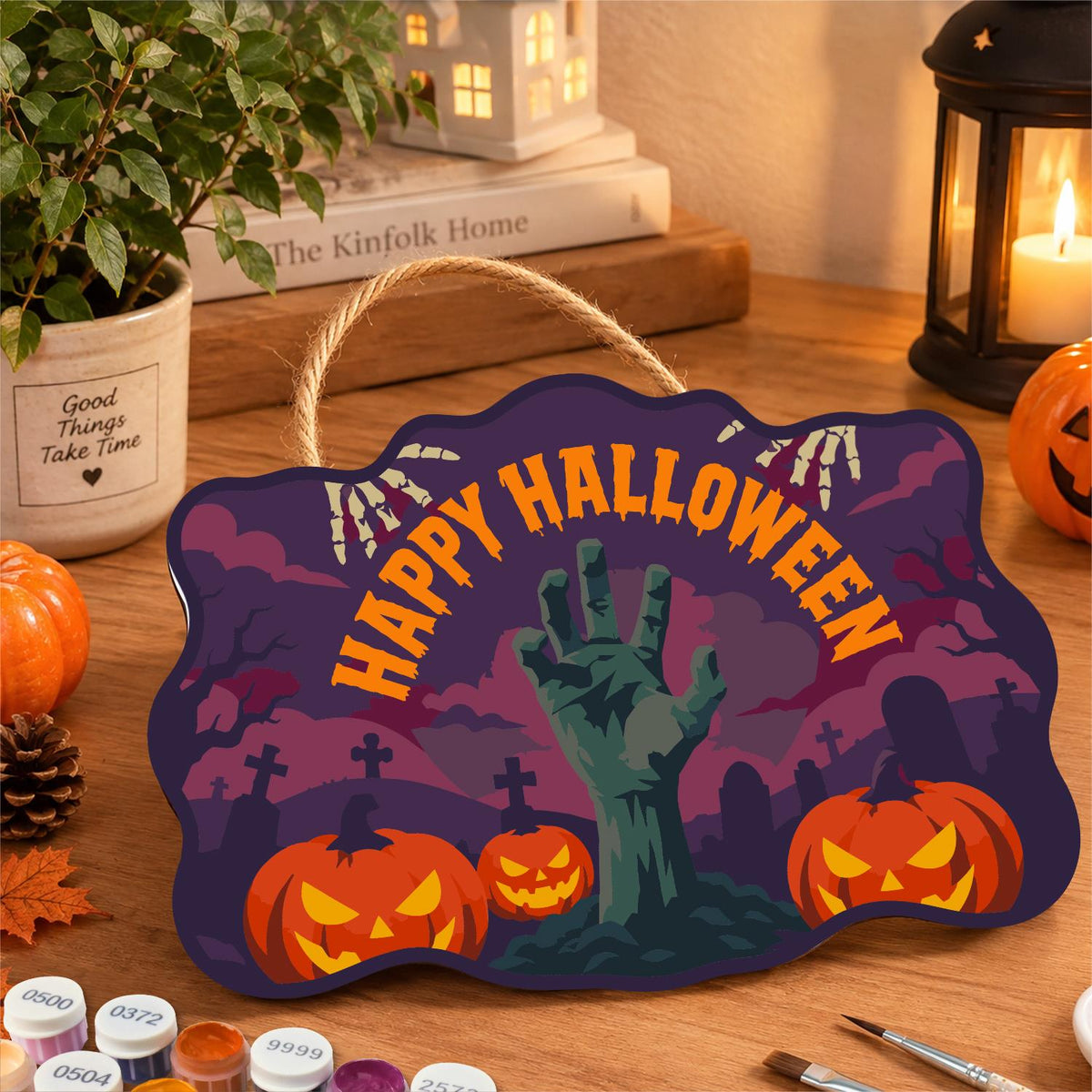 Purple Dusk Zombie Hand paint by numbers hanging sign – image 8