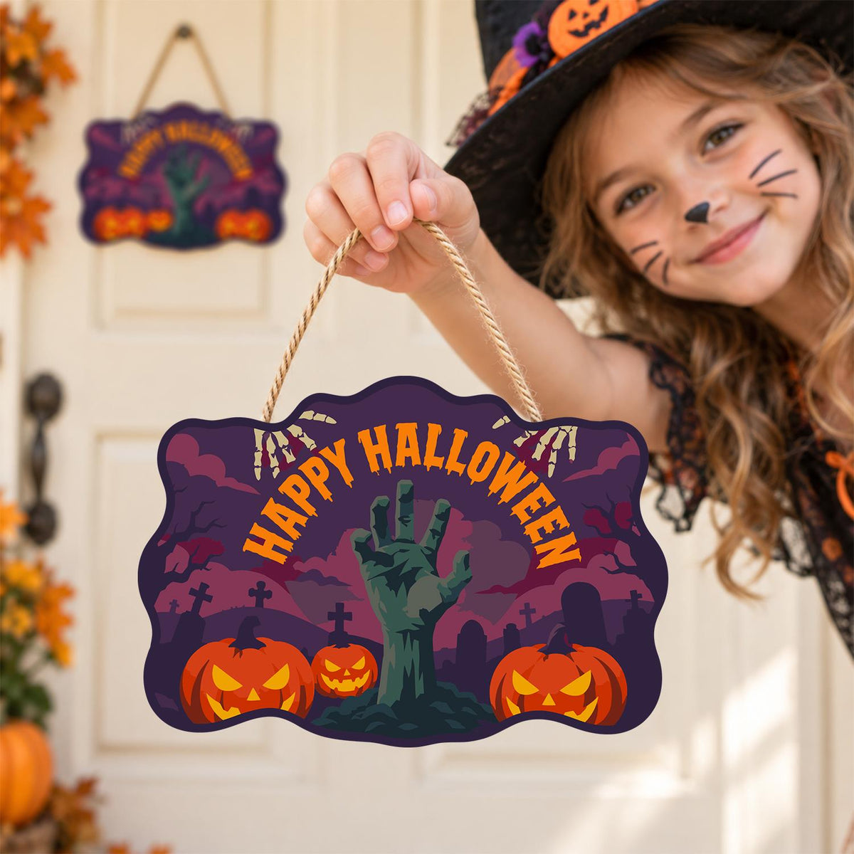 Purple Dusk Zombie Hand paint by numbers hanging sign – image 13
