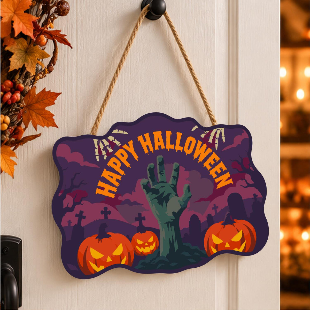 Purple Dusk Zombie Hand paint by numbers hanging sign – image 15
