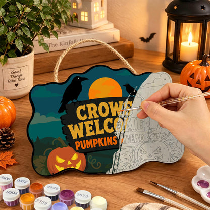 Crow-Perched Pumpkin Patch Welcome paint by numbers hanging sign – image 7