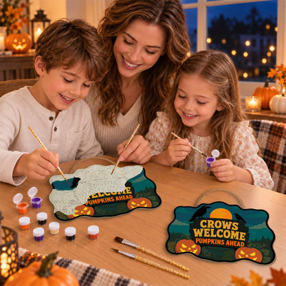 Crow-Perched Pumpkin Patch Welcome paint by numbers hanging sign – image 12