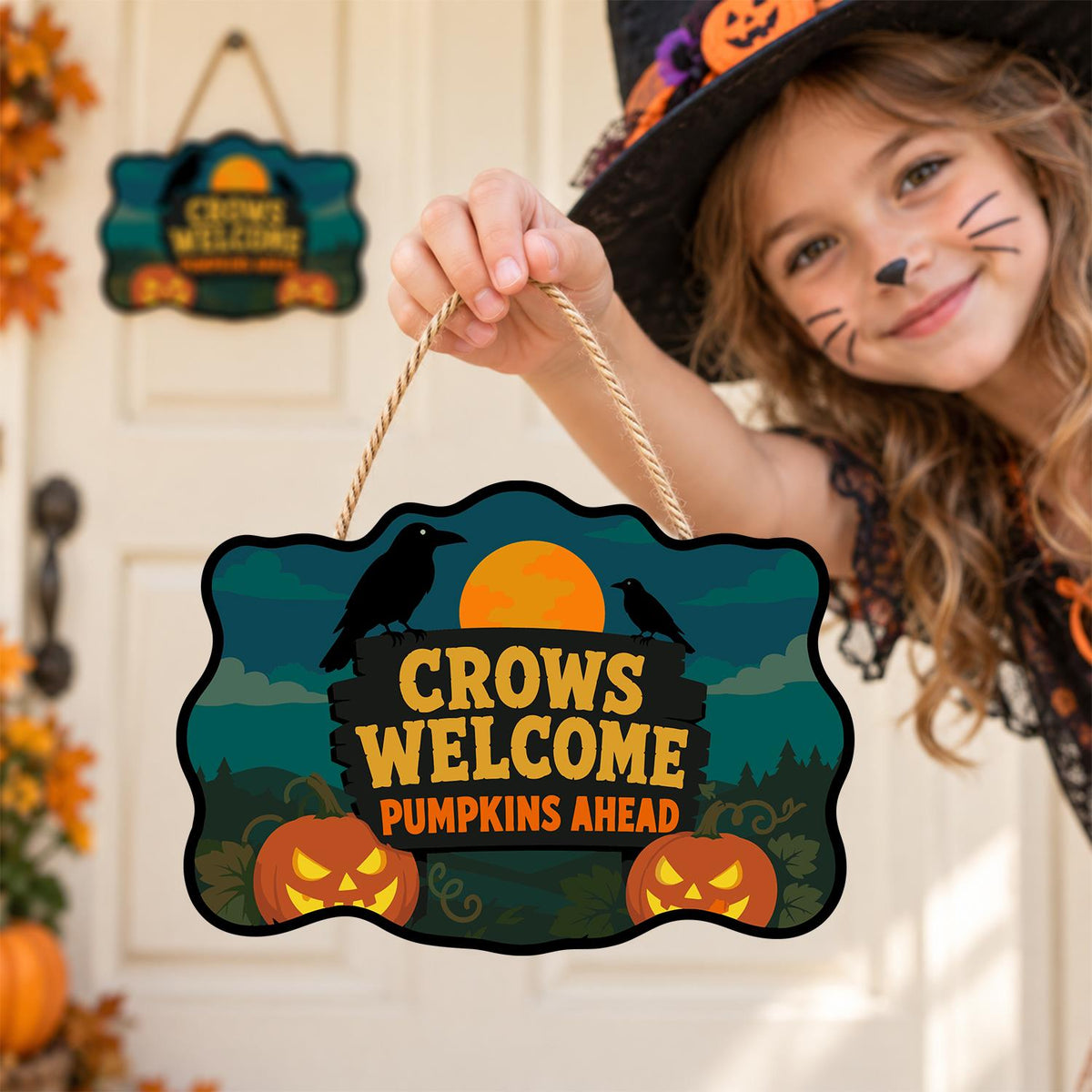 Crow-Perched Pumpkin Patch Welcome paint by numbers hanging sign – image 13