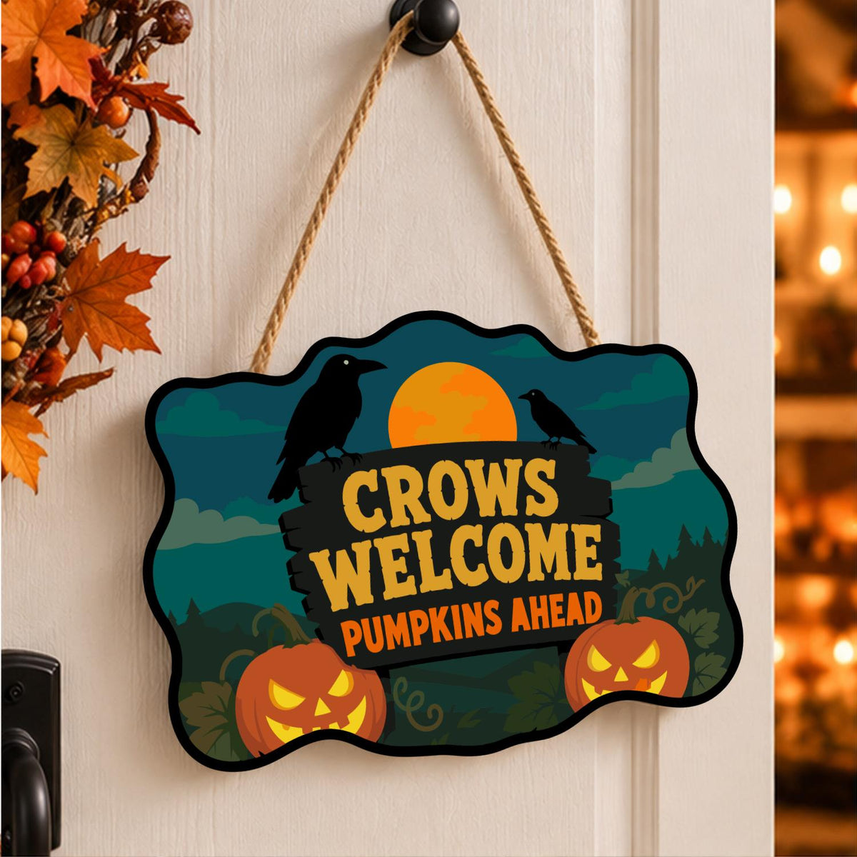 Crow-Perched Pumpkin Patch Welcome paint by numbers hanging sign – image 15