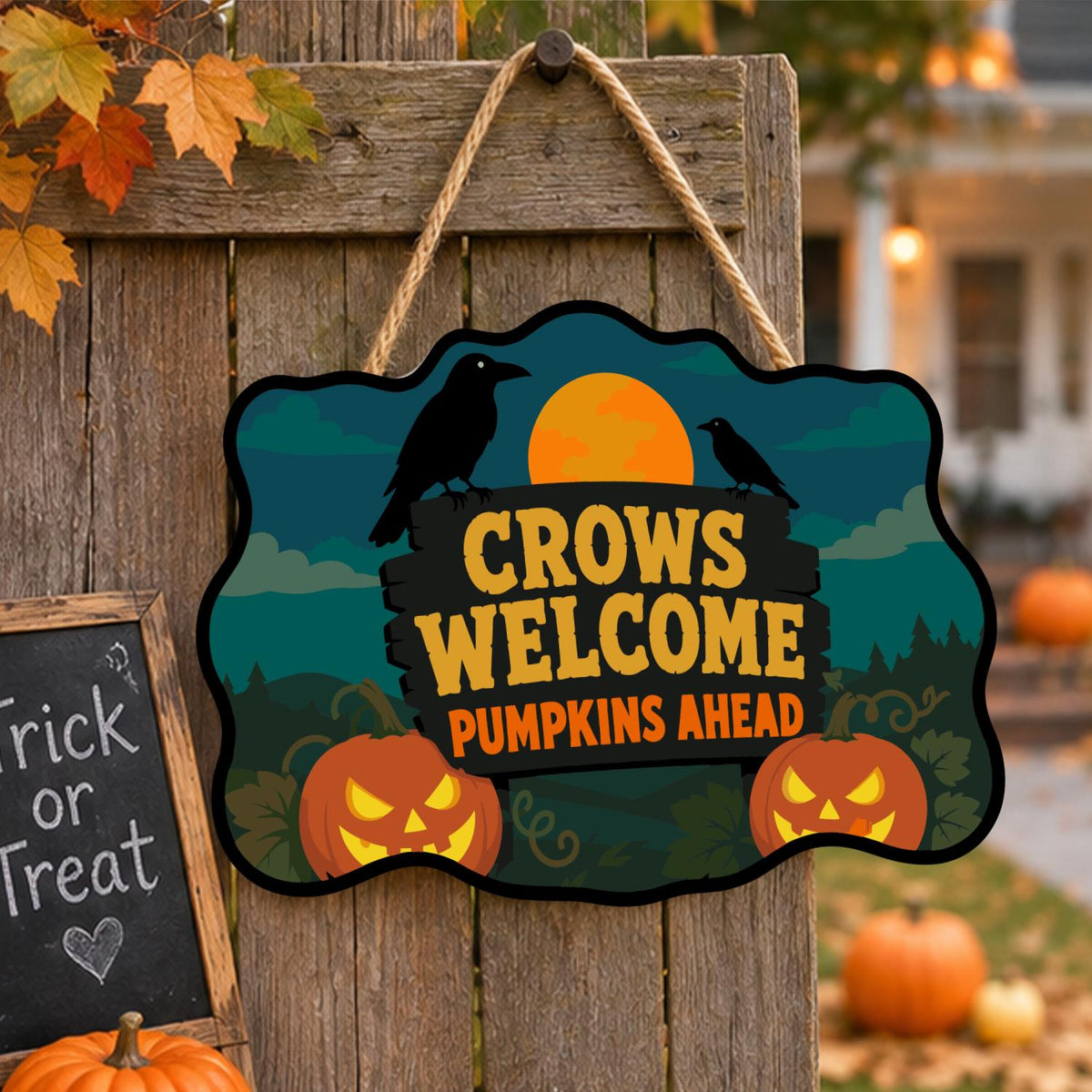 Crow-Perched Pumpkin Patch Welcome paint by numbers hanging sign – image 16