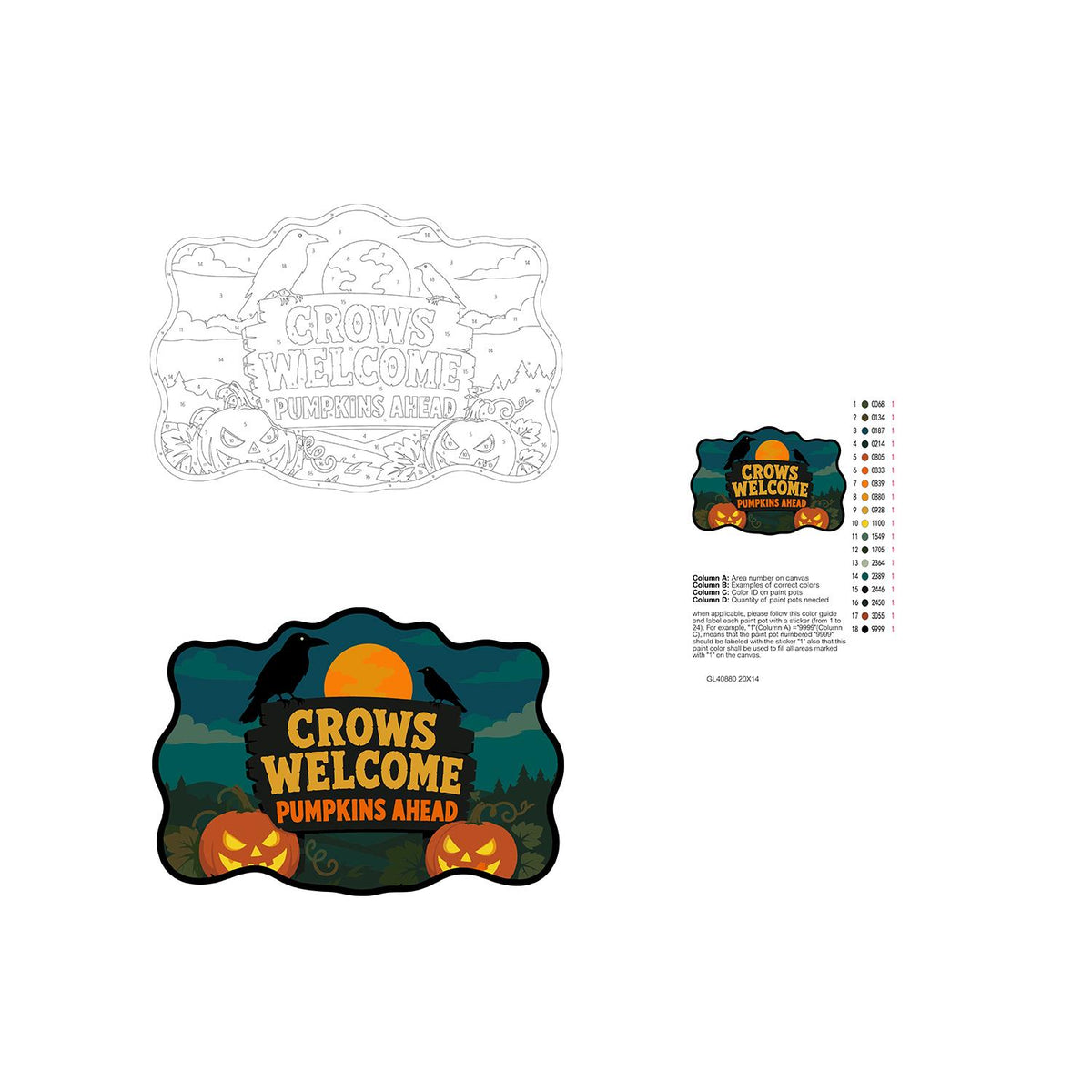 Crow-Perched Pumpkin Patch Welcome paint by numbers hanging sign – image 19