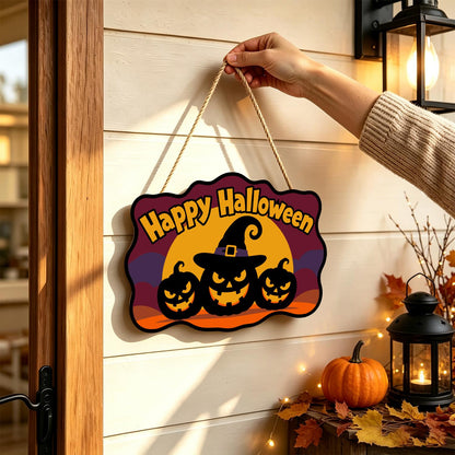 Burgundy Sky Witch-Hat Pumpkins paint by numbers hanging sign – image 14