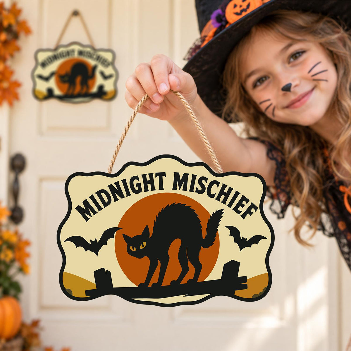 Arched Cat on the Fence paint by numbers hanging sign – image 13