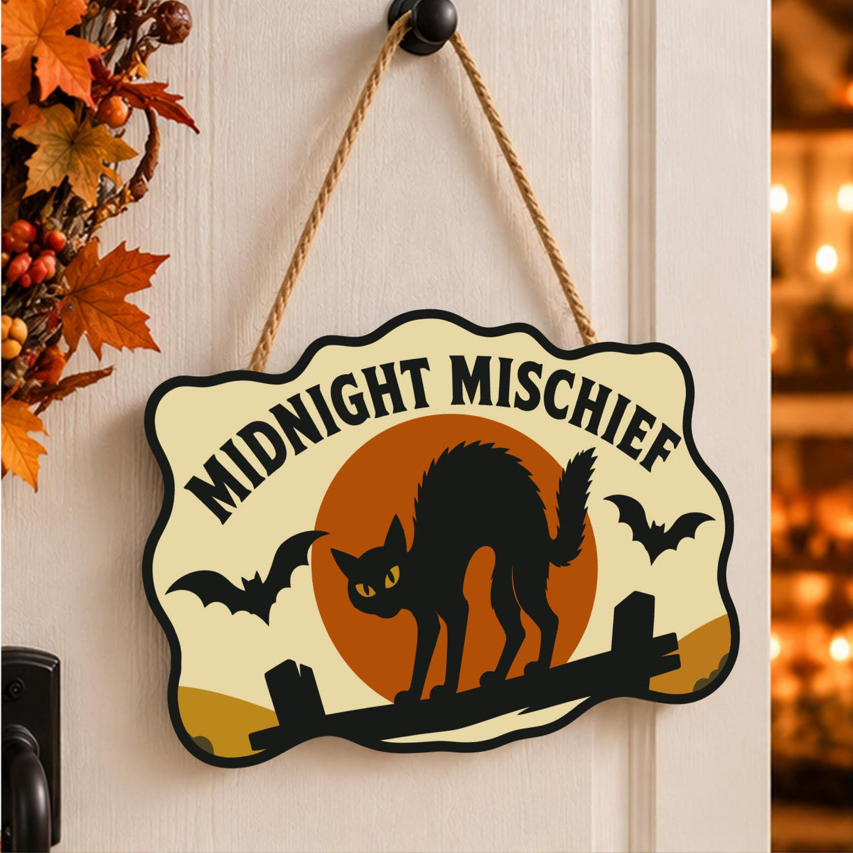 Arched Cat on the Fence paint by numbers hanging sign – image 15