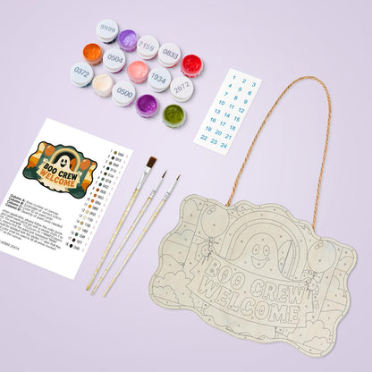 Ghost Banner and Balloons paint by numbers hanging sign – image 3