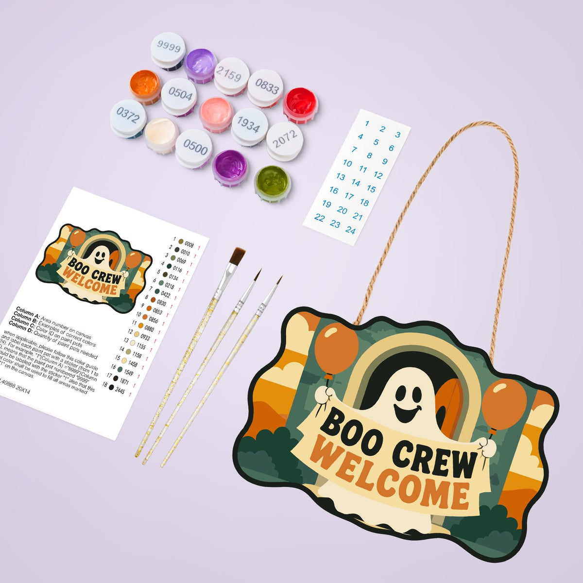 Ghost Banner and Balloons paint by numbers hanging sign – image 4