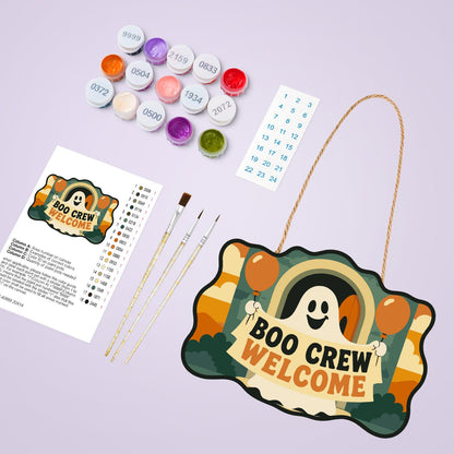 Ghost Banner and Balloons paint by numbers hanging sign – image 4