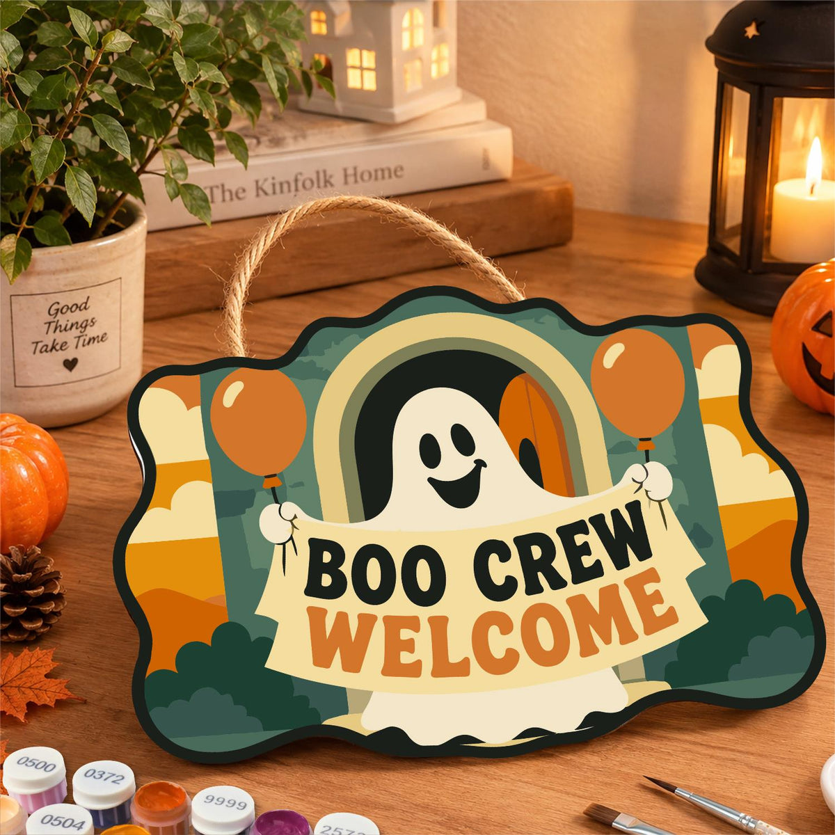 Ghost Banner and Balloons paint by numbers hanging sign – image 8