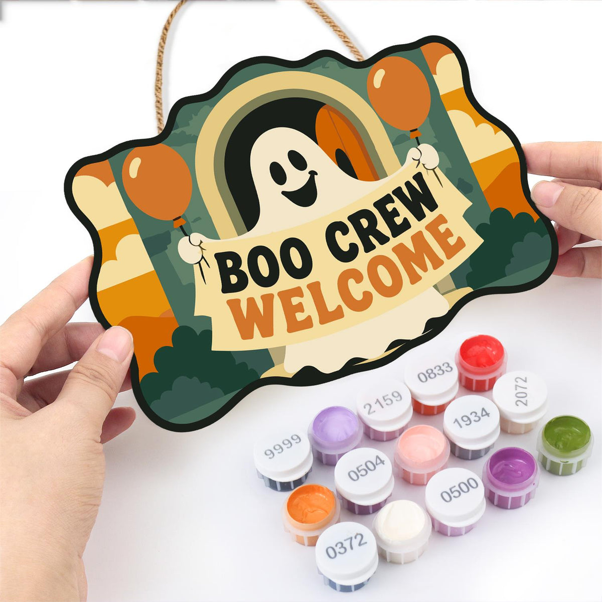 Ghost Banner and Balloons paint by numbers hanging sign – image 9