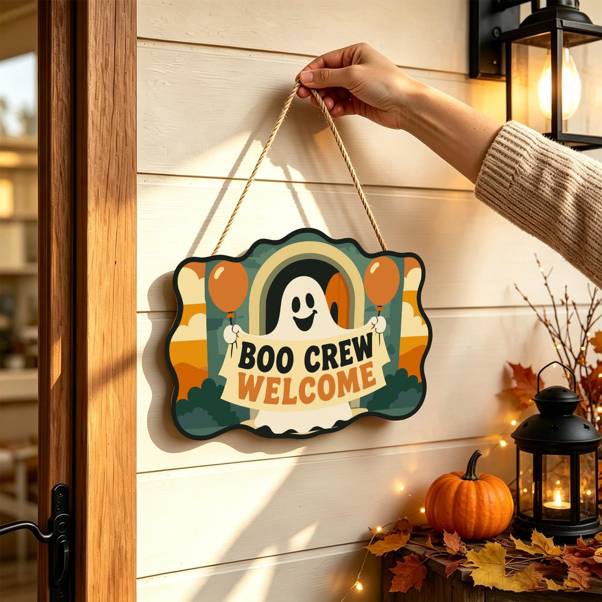 Ghost Banner and Balloons paint by numbers hanging sign – image 14