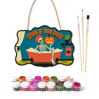 Skeleton's Bubble Bath Soak paint by numbers hanging sign – image 2