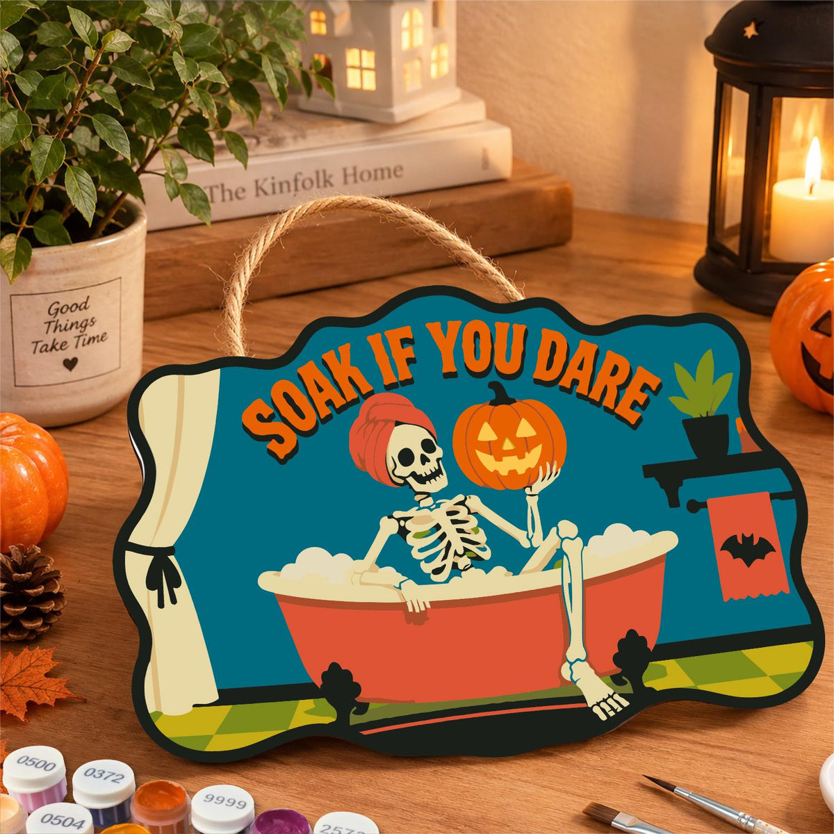 Skeleton's Bubble Bath Soak paint by numbers hanging sign – image 8