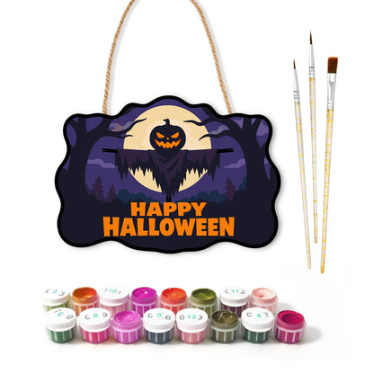 Moonlit Jack-O'-Lantern Scarecrow paint by numbers hanging sign – image 2