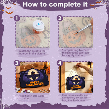 Moonlit Jack-O'-Lantern Scarecrow paint by numbers hanging sign – image 6