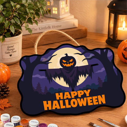 Moonlit Jack-O'-Lantern Scarecrow paint by numbers hanging sign – image 8
