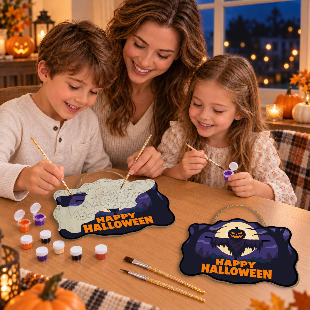 Moonlit Jack-O'-Lantern Scarecrow paint by numbers hanging sign – image 12