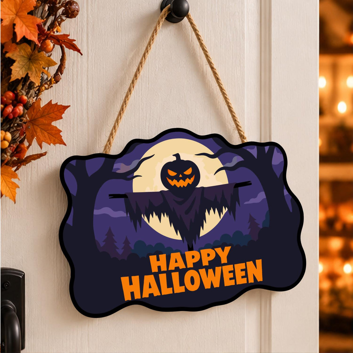 Moonlit Jack-O'-Lantern Scarecrow paint by numbers hanging sign – image 15