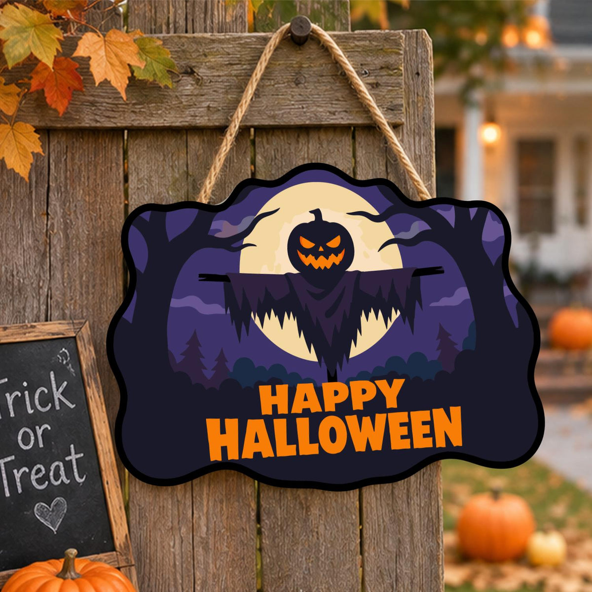 Moonlit Jack-O'-Lantern Scarecrow paint by numbers hanging sign – image 16