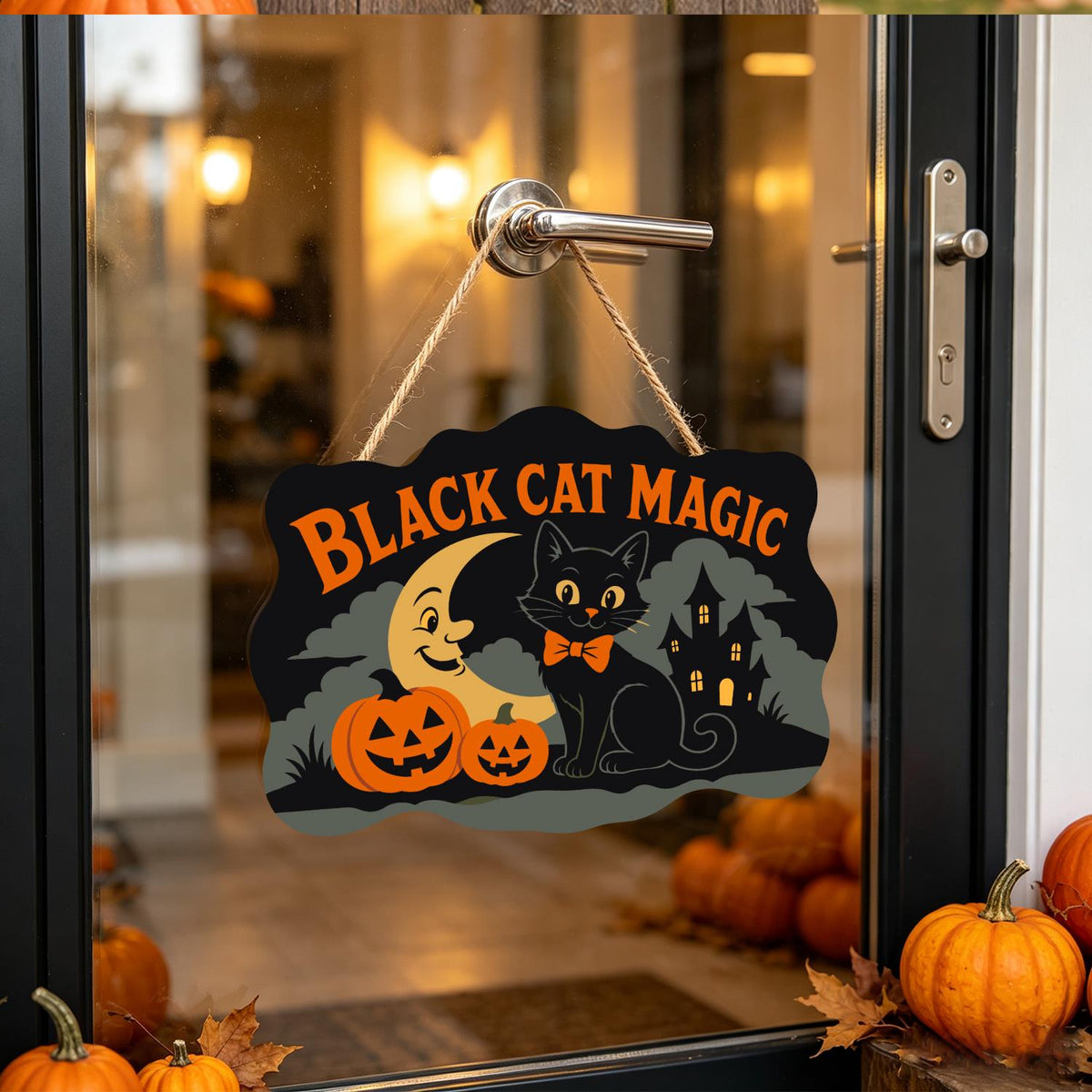 Bow-Tie Cat and Crescent Moon paint by numbers hanging sign – image 17