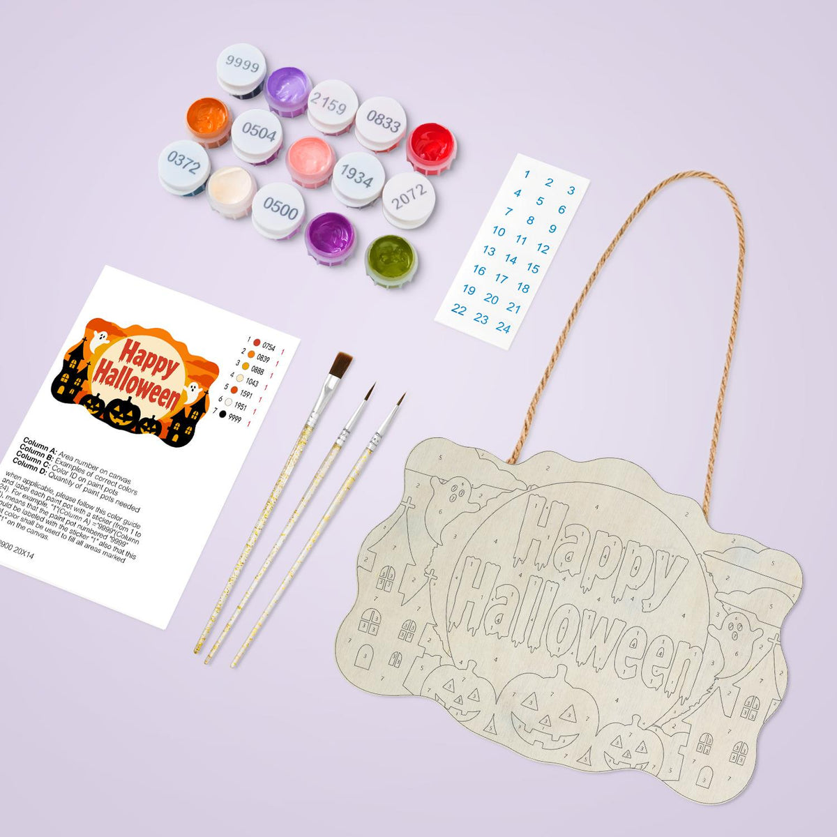 Twin Castles and Ghost Moon paint by numbers hanging sign – image 3