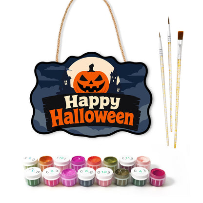 Blue Night Jack-O'-Lantern Moon paint by numbers hanging sign – image 2