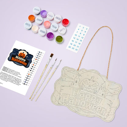 Blue Night Jack-O'-Lantern Moon paint by numbers hanging sign – image 3