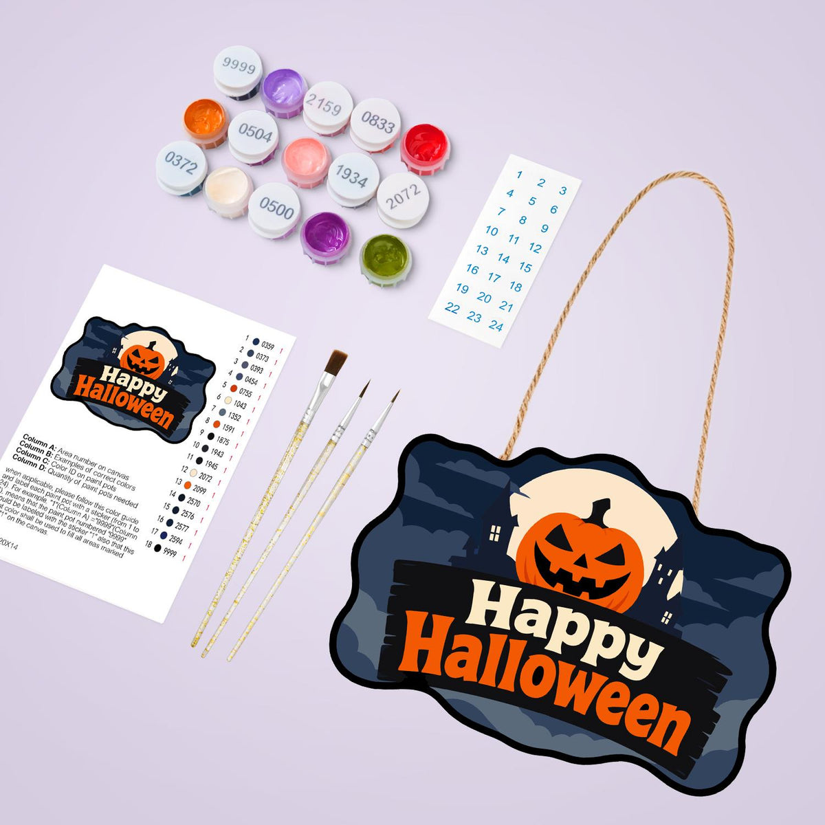 Blue Night Jack-O'-Lantern Moon paint by numbers hanging sign – image 4