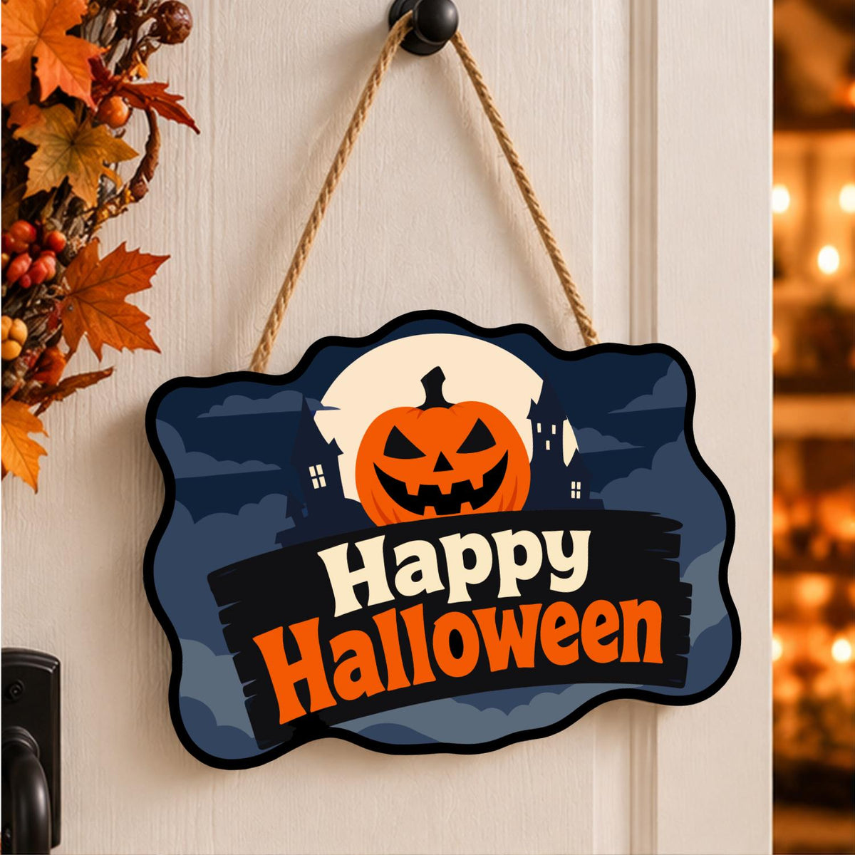 Blue Night Jack-O'-Lantern Moon paint by numbers hanging sign – image 15