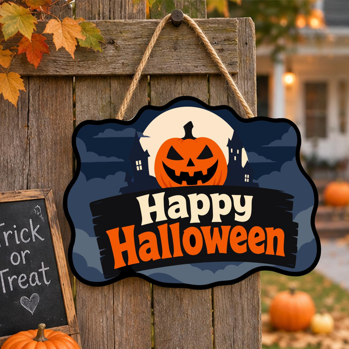 Blue Night Jack-O'-Lantern Moon paint by numbers hanging sign – image 16