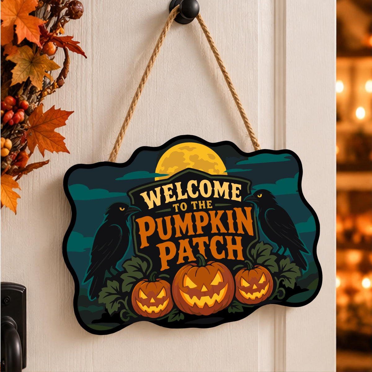 Twin Ravens Guarding the Pumpkins paint by numbers hanging sign – image 15