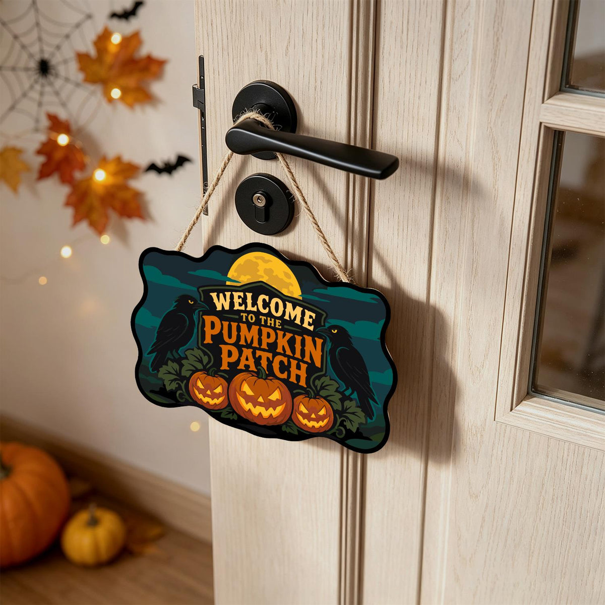 Twin Ravens Guarding the Pumpkins paint by numbers hanging sign – image 18