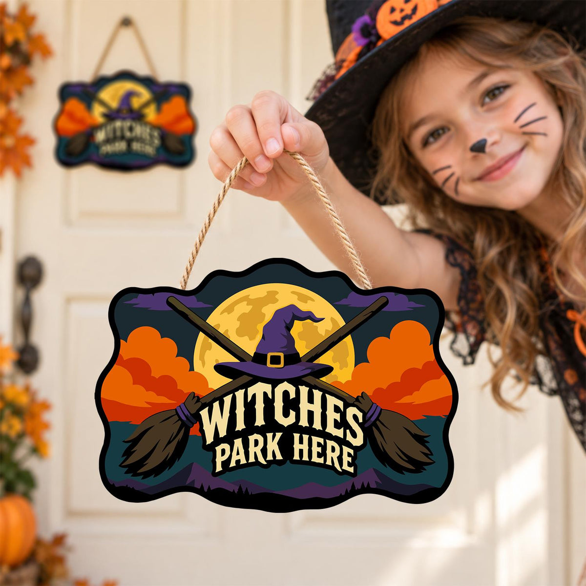 Crossed Brooms and Purple Hat paint by numbers hanging sign – image 13