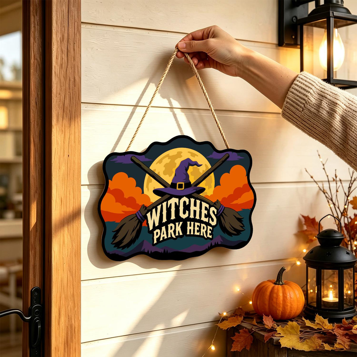 Crossed Brooms and Purple Hat paint by numbers hanging sign – image 14