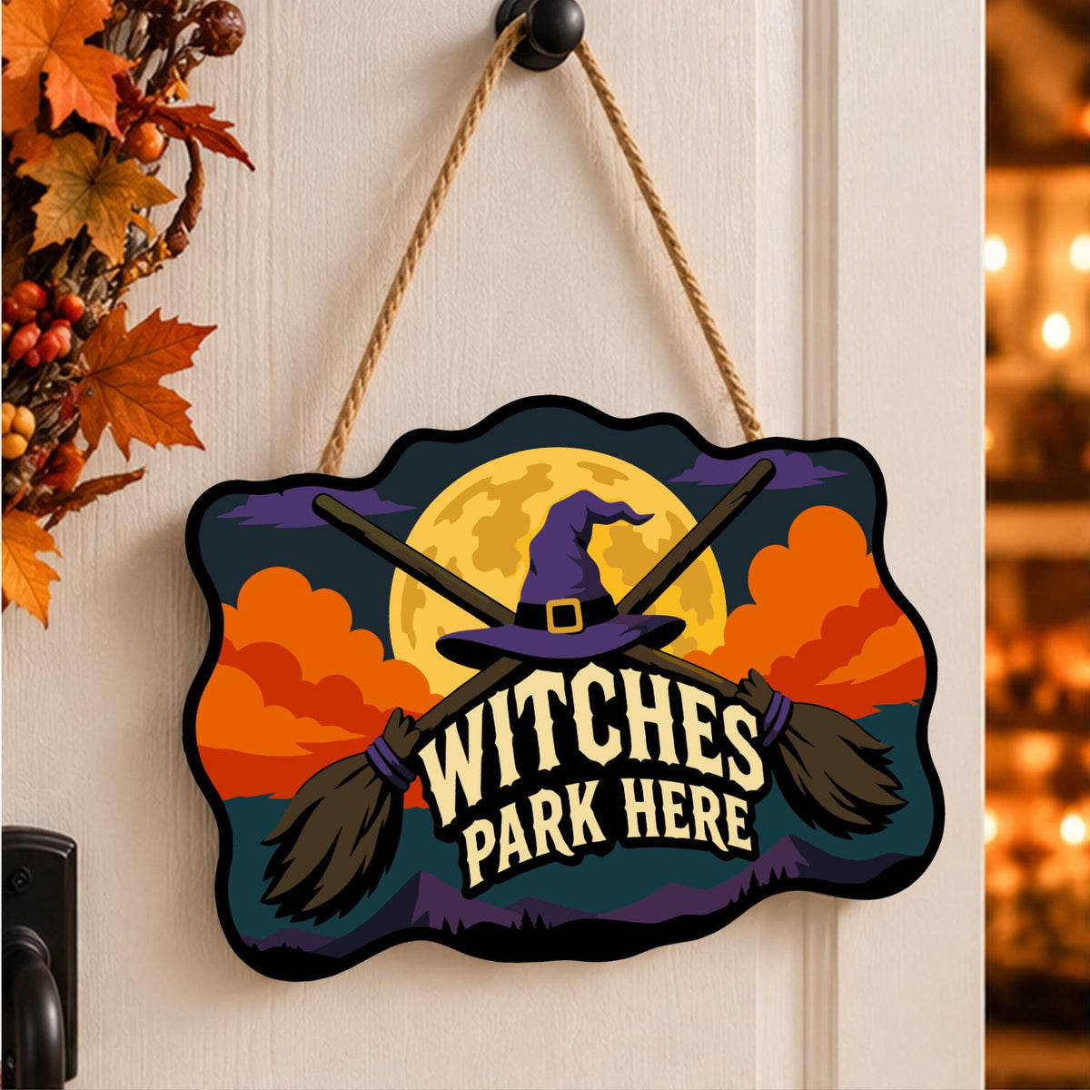 Crossed Brooms and Purple Hat paint by numbers hanging sign – image 15