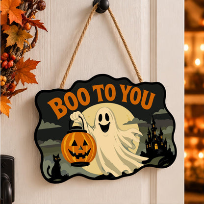 Ghost with a Pumpkin Lantern paint by numbers hanging sign – image 15