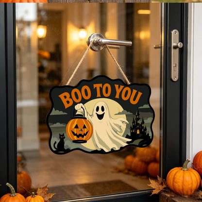Ghost with a Pumpkin Lantern paint by numbers hanging sign – image 17