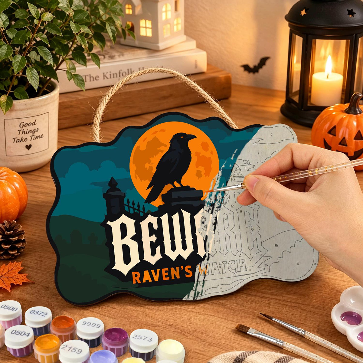 Raven on the Iron Gate Pillar paint by numbers hanging sign – image 7