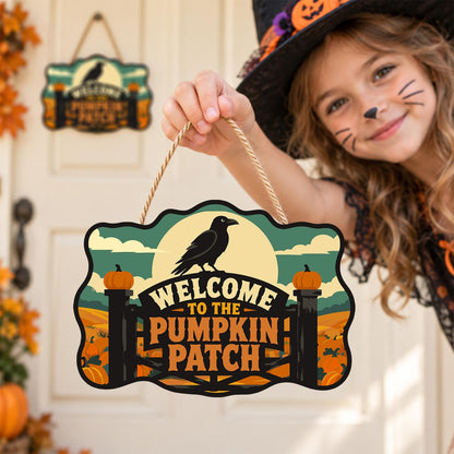 Raven Over the Pumpkin Farm Gate paint by numbers hanging sign – image 13