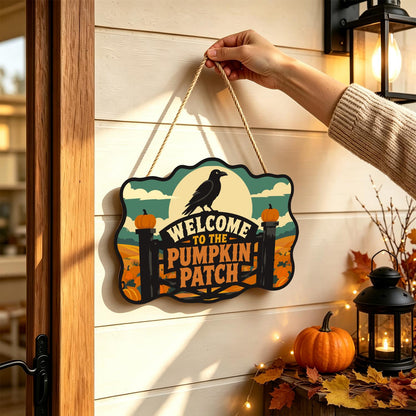 Raven Over the Pumpkin Farm Gate paint by numbers hanging sign – image 14