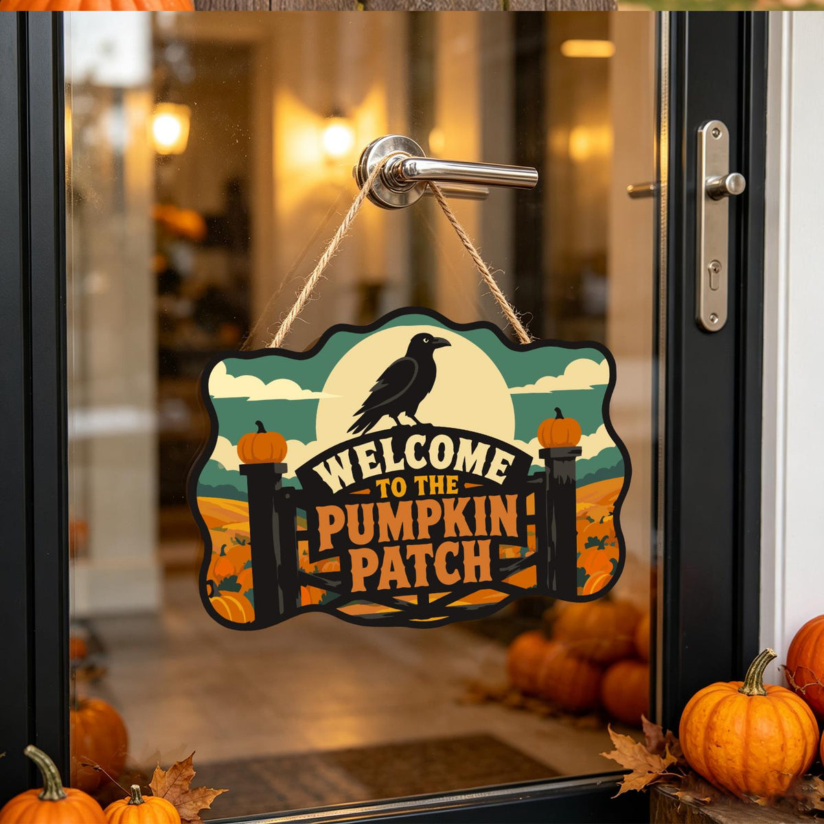 Raven Over the Pumpkin Farm Gate paint by numbers hanging sign – image 17