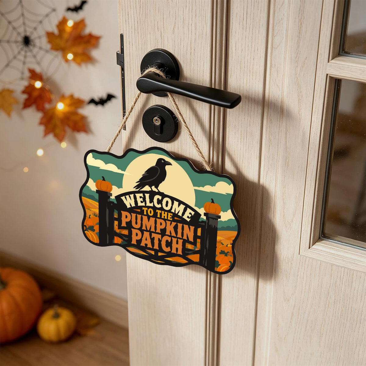 Raven Over the Pumpkin Farm Gate paint by numbers hanging sign – image 18