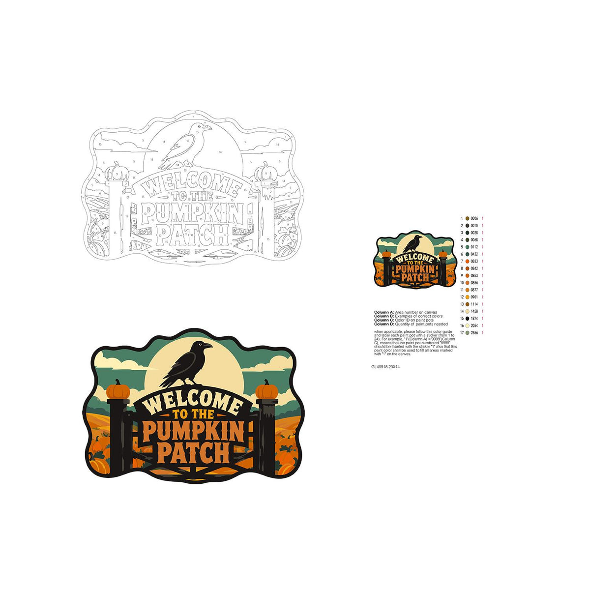 Raven Over the Pumpkin Farm Gate paint by numbers hanging sign – image 19