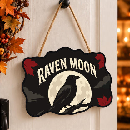 Branch-Perched Raven at Full Moon paint by numbers hanging sign – image 15