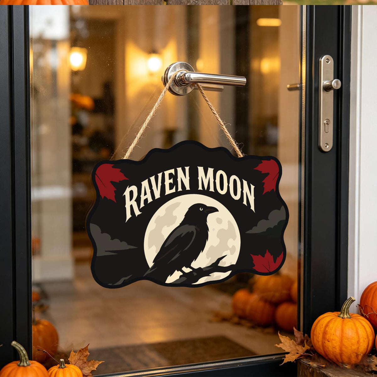 Branch-Perched Raven at Full Moon paint by numbers hanging sign – image 17