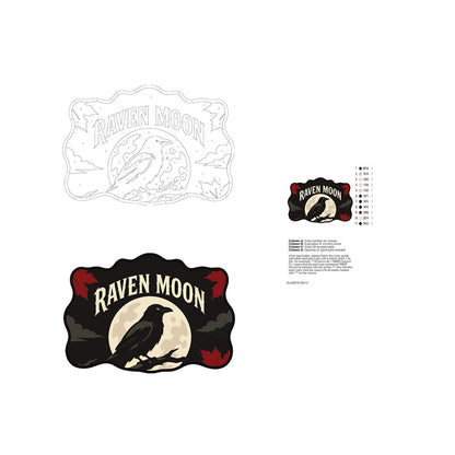 Branch-Perched Raven at Full Moon paint by numbers hanging sign – image 19